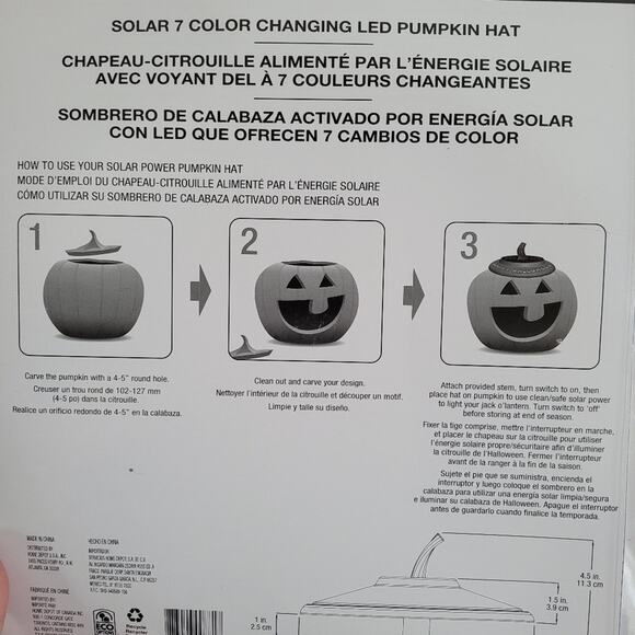 NWT Halloween Solar 7 Color Changing LED Pumpkin Jack-o-lantern Hat - Picture 3 of 10